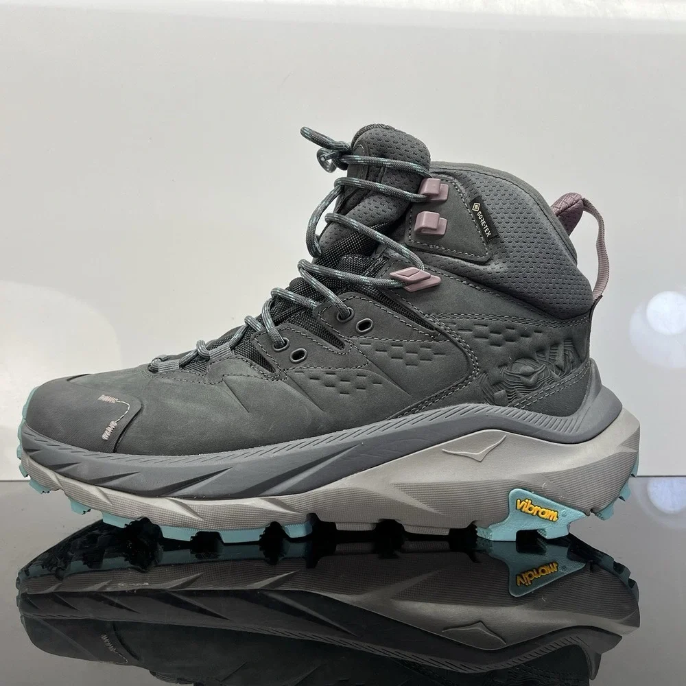 Hoka One One Kaha 2 GTX Womens Athletic Outdoor Hiking Boots Size 9 B Gray Blue